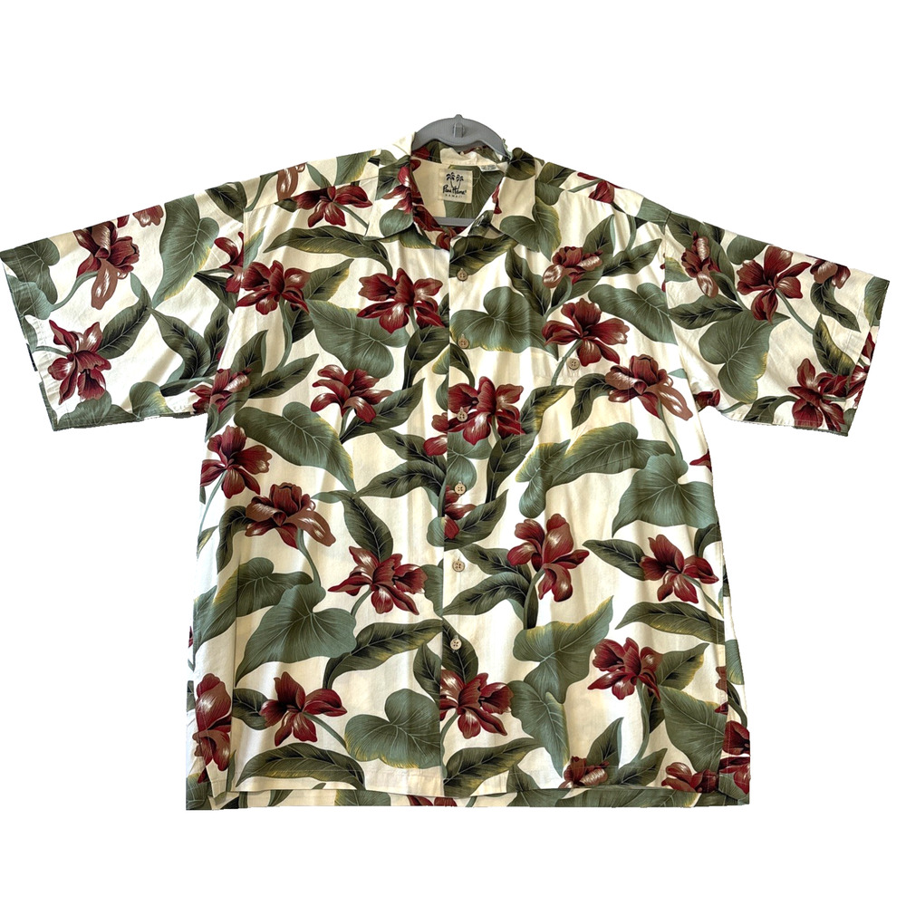 Pau Hana Hawaiian Shirt Mens XL Floral Print Short Sleeve Button Up Aloha